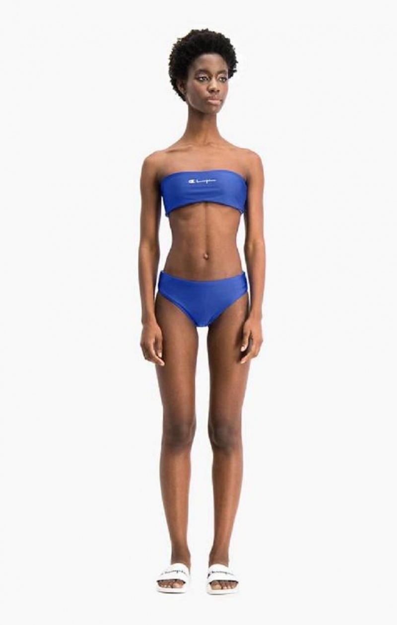 Champion Reversible C Logo High Talje Bikini Bottoms Badetøj Dame Blå | 3790-ICYSF