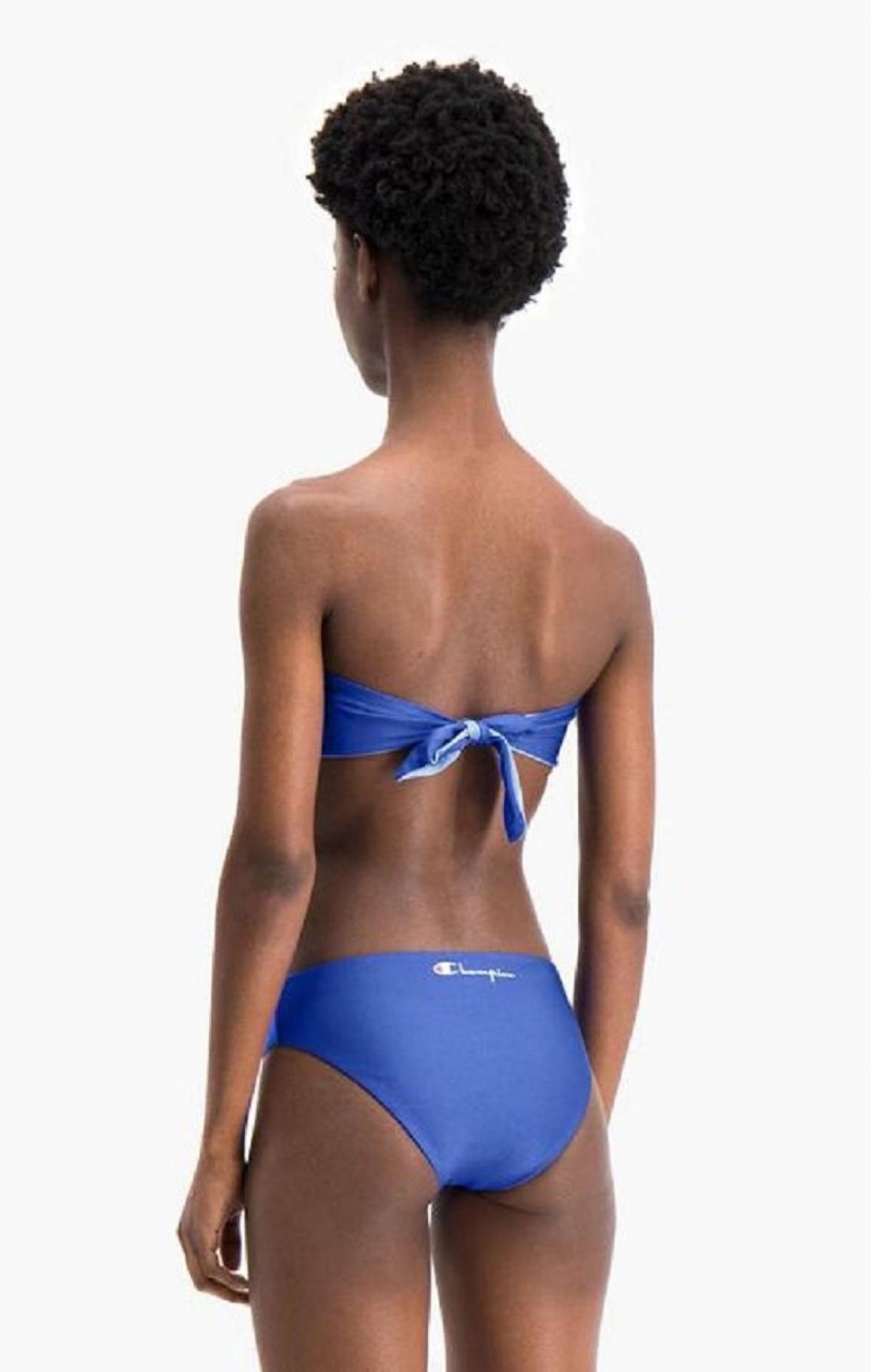 Champion Reversible Script Logo Bikini Top Badetøj Dame Blå | 9302-AMHBZ