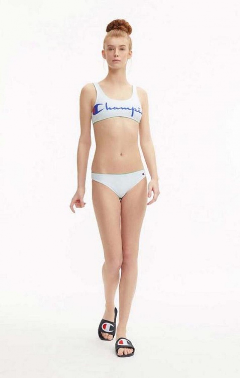 Champion Reversible Script Logo Bikini Top Badetøj Dame Lysegrøn | 8390-OYRNI