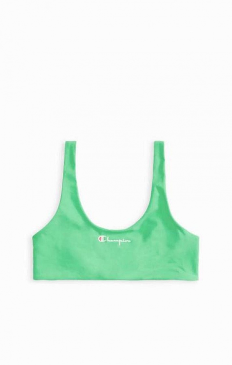 Champion Reversible Script Logo Bikini Top Badetøj Dame Lysegrøn | 8390-OYRNI