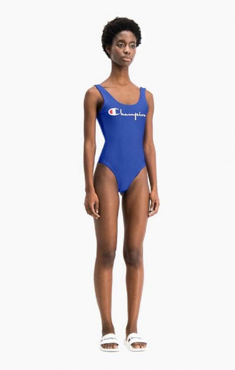 Champion Reversible Script Logo Swimsuit Badetøj Dame Blå | 1850-JWIAC