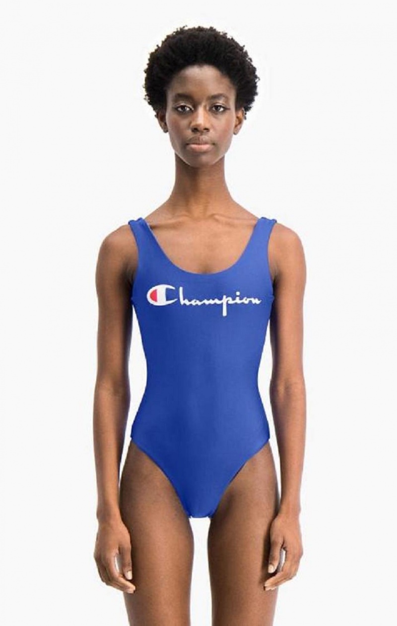 Champion Reversible Script Logo Swimsuit Badetøj Dame Blå | 1850-JWIAC