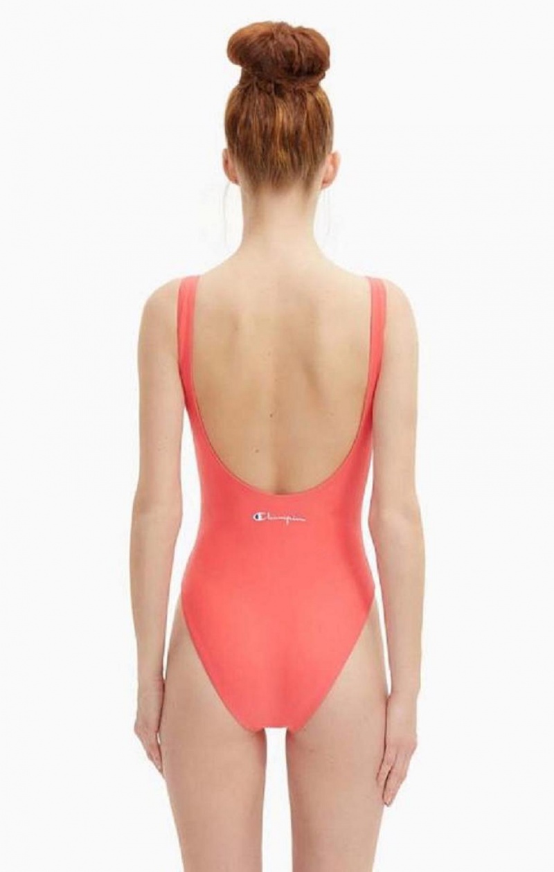 Champion Reversible Script Logo Swimsuit Badetøj Dame Koral | 0176-FEOQA