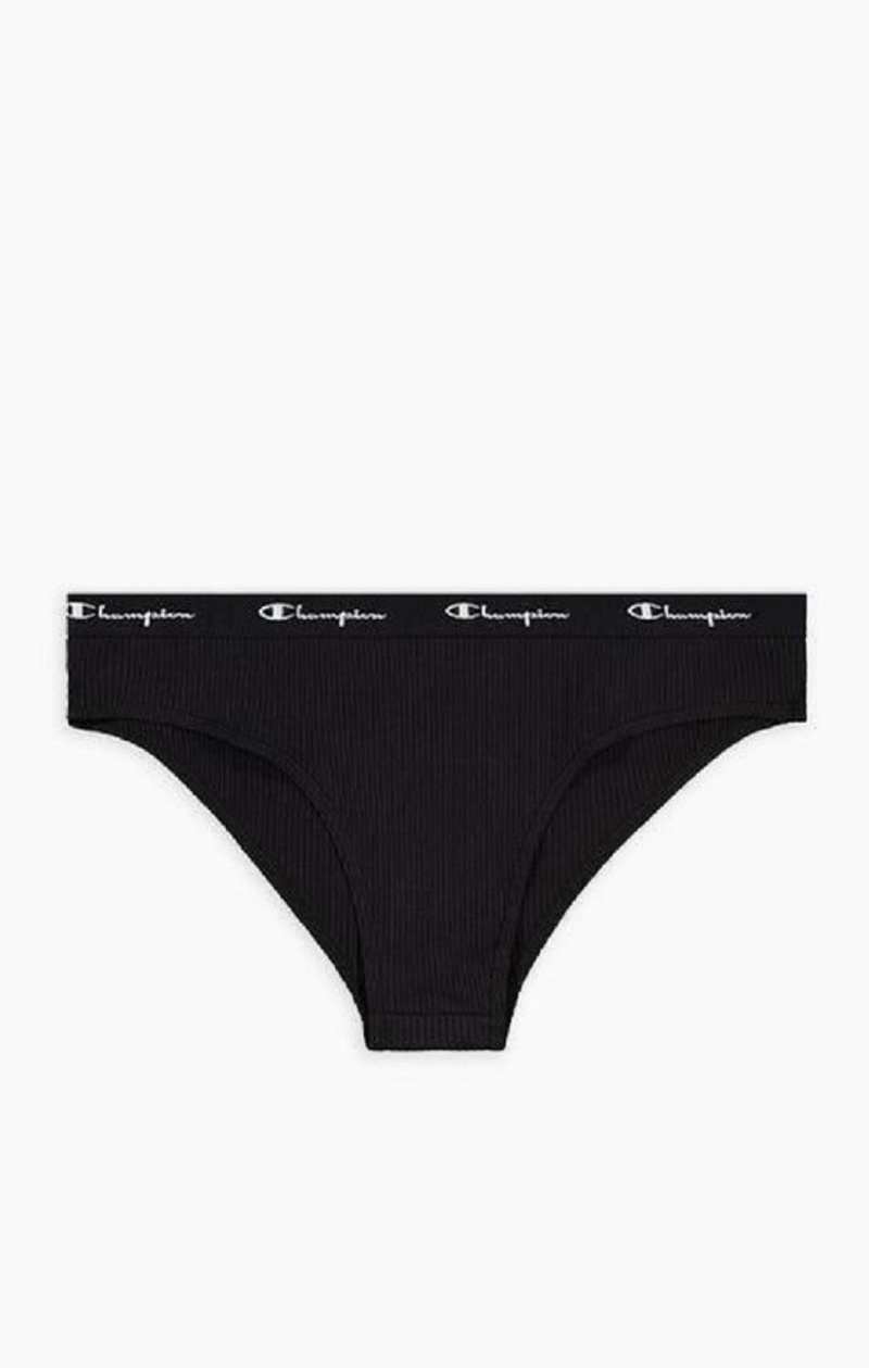 Champion Ribbet Bomulds Logo Trim Briefs Badetøj Dame Sort | 1658-EQTNF