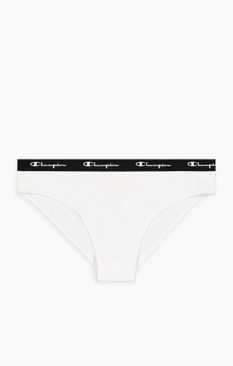 Champion Ribbet Bomulds Logo Trim Briefs Badetøj Dame Hvide | 9263-CBGOP