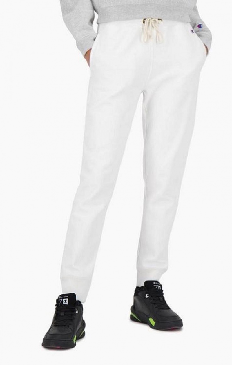 Champion Ribbet Cuffed Stretch Reverse Weave Joggers Joggingbukser Dame Hvide | 6589-QUOGP