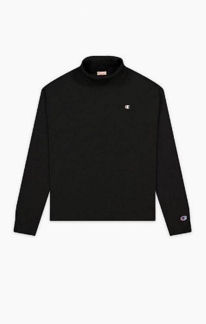 Champion Ribbet High Neck Long Sleeve T-Shirt T Shirts Dame Sort | 1728-HYQGS