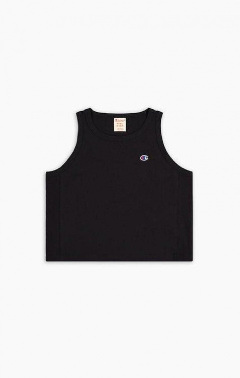 Champion Ribbet Insert Cropped Tank Top T Shirts Dame Sort | 4658-OWEPV