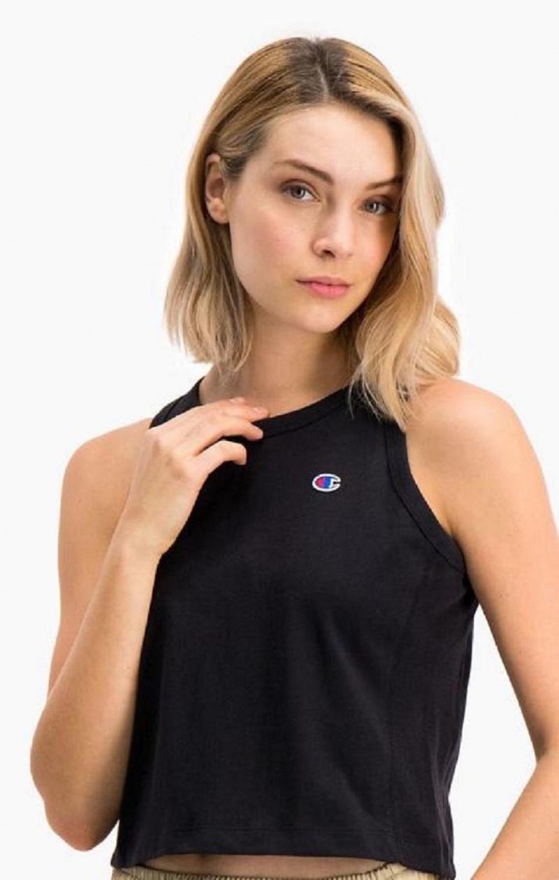 Champion Ribbet Insert Cropped Tank Top T Shirts Dame Sort | 4658-OWEPV