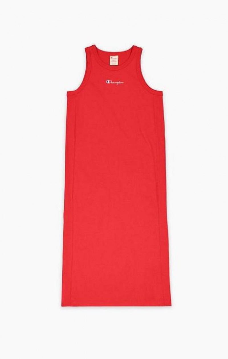 Champion Ribbet Insert Script Logo Midi Tank Kjole Kjole Dame Rød | 3764-FVEJY