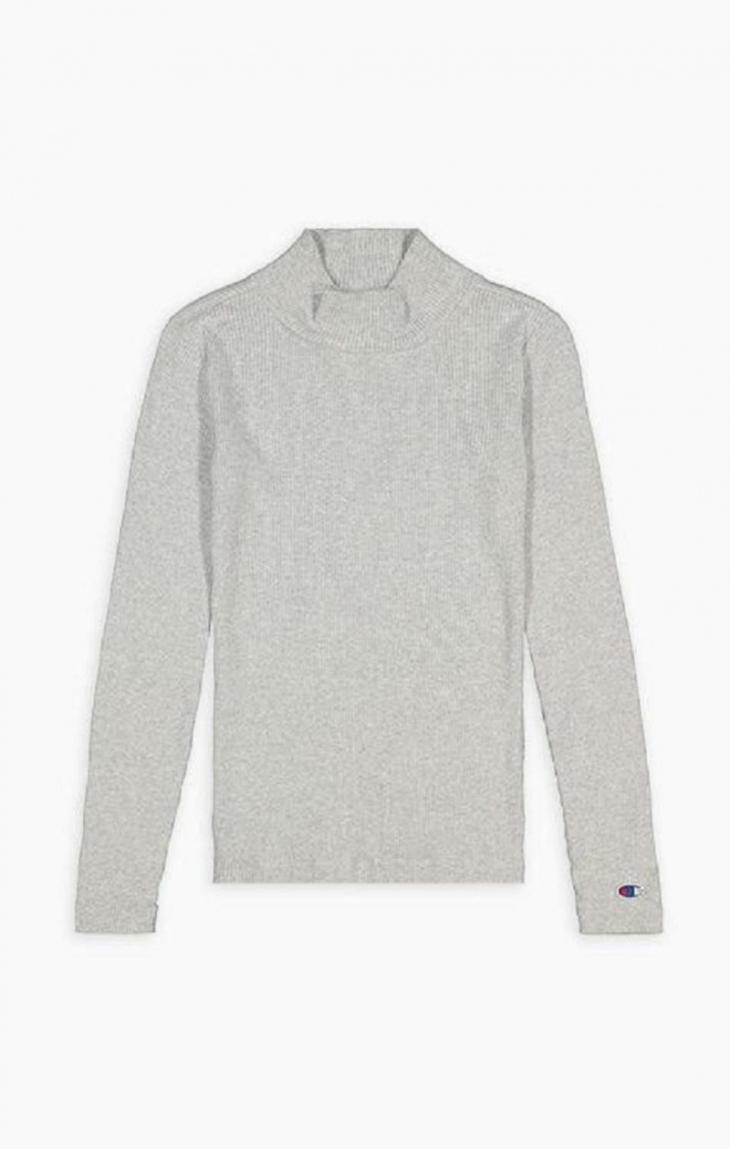 Champion Ribbet Polo Neck Top T Shirts Dame Lysegrå | 5304-DGIEQ