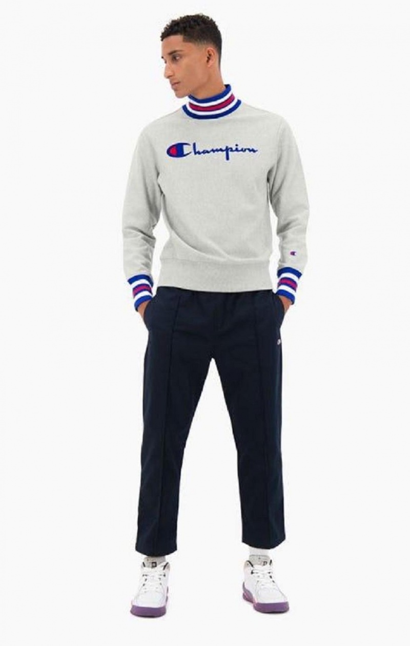 Champion Ringer Trim High Neck Reverse Weave Jumper Sweatshirts Herre Lysegrå | 2674-HFPLG