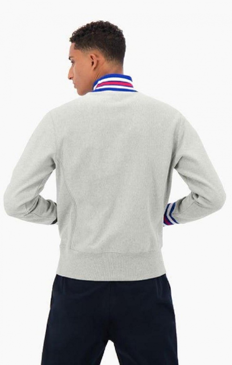 Champion Ringer Trim High Neck Reverse Weave Jumper Sweatshirts Herre Lysegrå | 2674-HFPLG