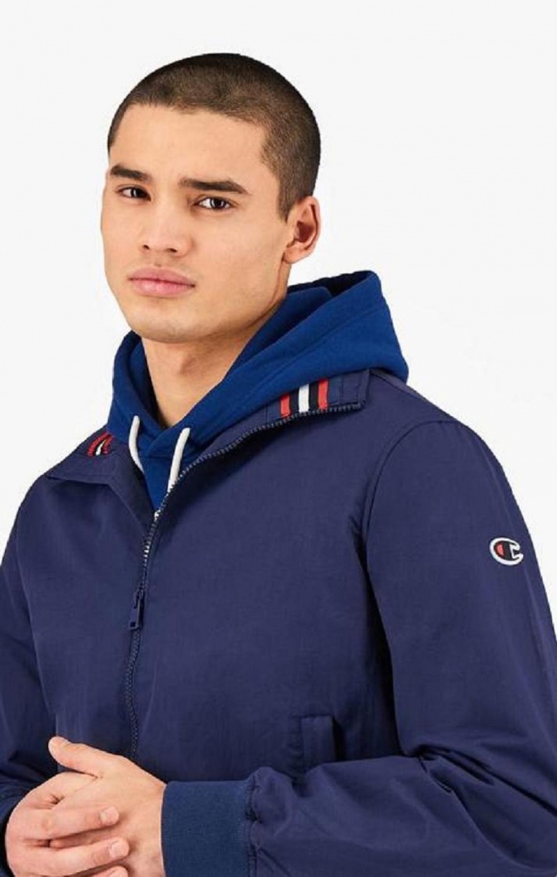 Champion Rubber C Zip-Through Jacket Jakker Herre Mørkeblå | 7543-KIPAZ