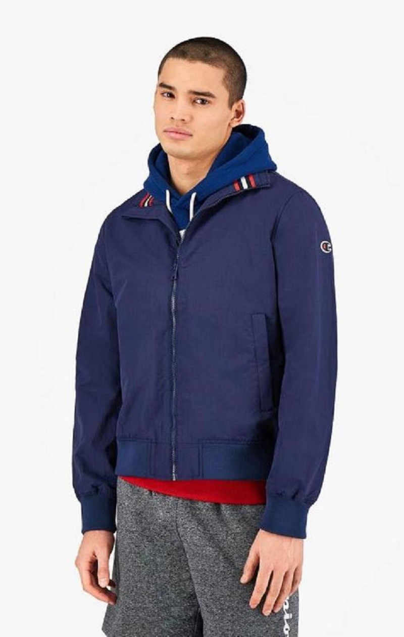 Champion Rubber C Zip-Through Jacket Jakker Herre Mørkeblå | 7543-KIPAZ