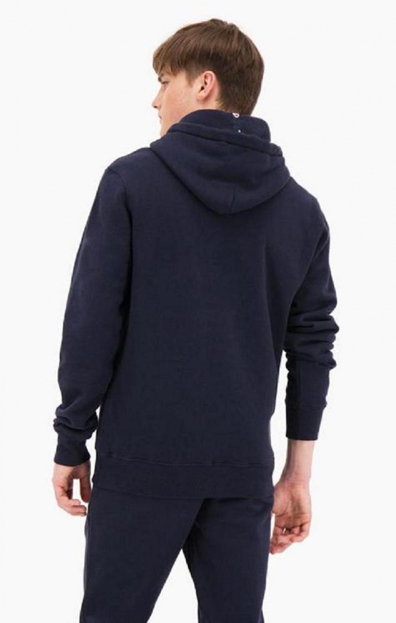 Champion Ruskind C Logo Bomulds Terry Hoodie Hættetrøje Herre Mørkeblå | 9318-MDIUR