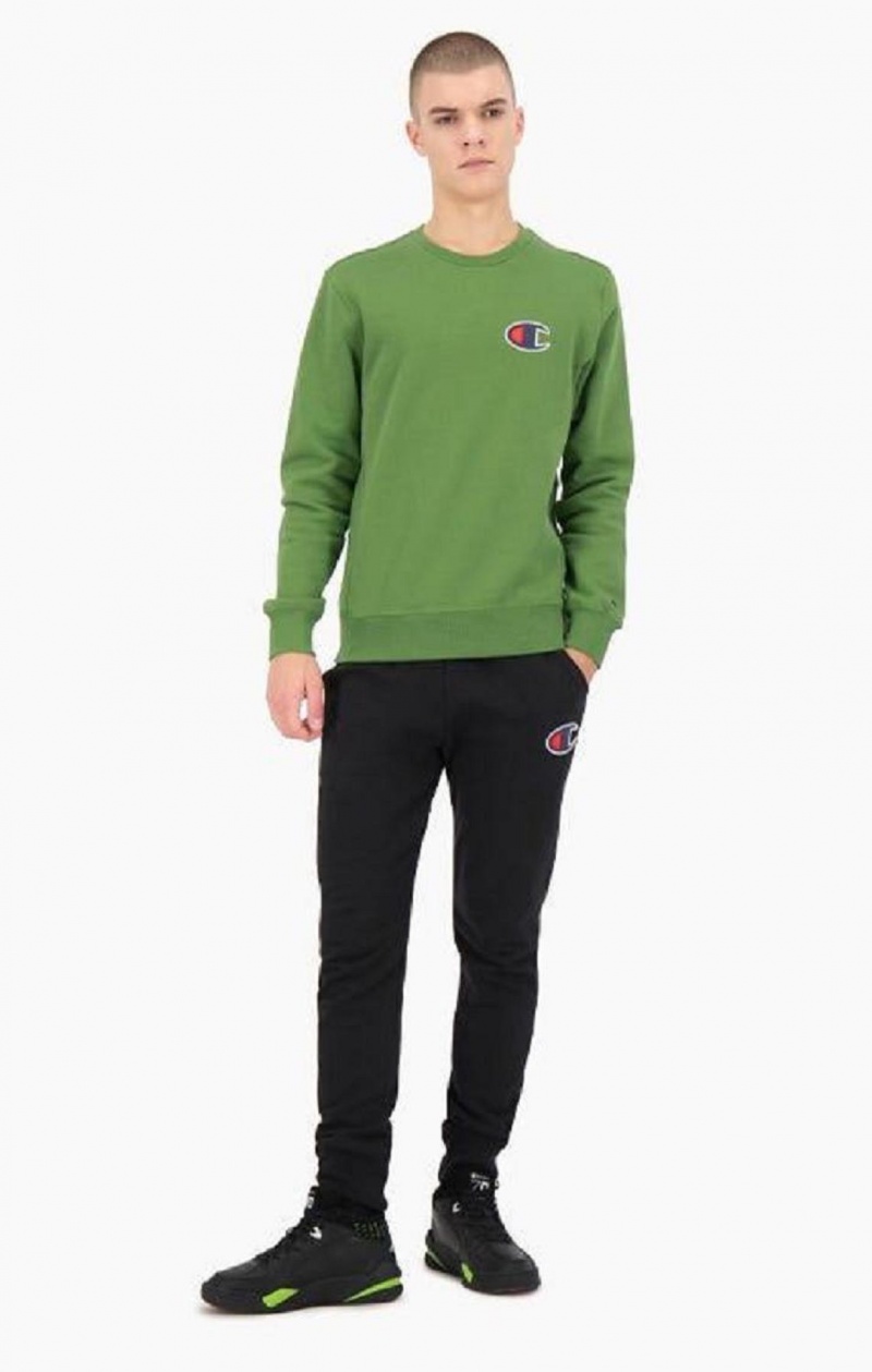 Champion Ruskind C Logo Bomulds Terry Sweatshirt Sweatshirts Herre Grøn | 5638-IVCLU