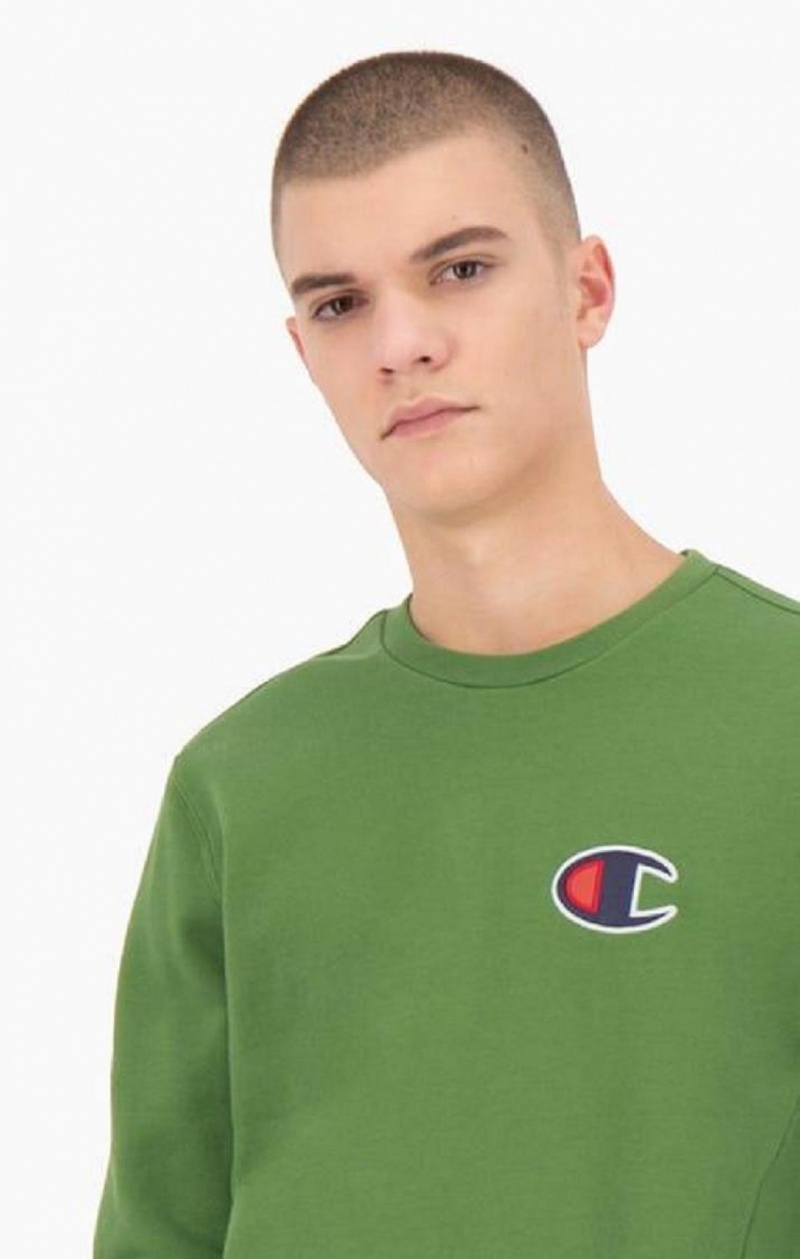 Champion Ruskind C Logo Bomulds Terry Sweatshirt Sweatshirts Herre Grøn | 5638-IVCLU