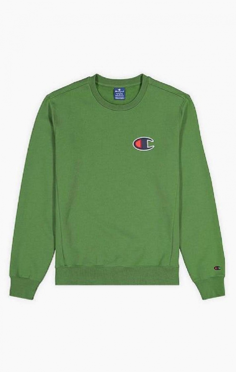 Champion Ruskind C Logo Bomulds Terry Sweatshirt Sweatshirts Herre Grøn | 5638-IVCLU