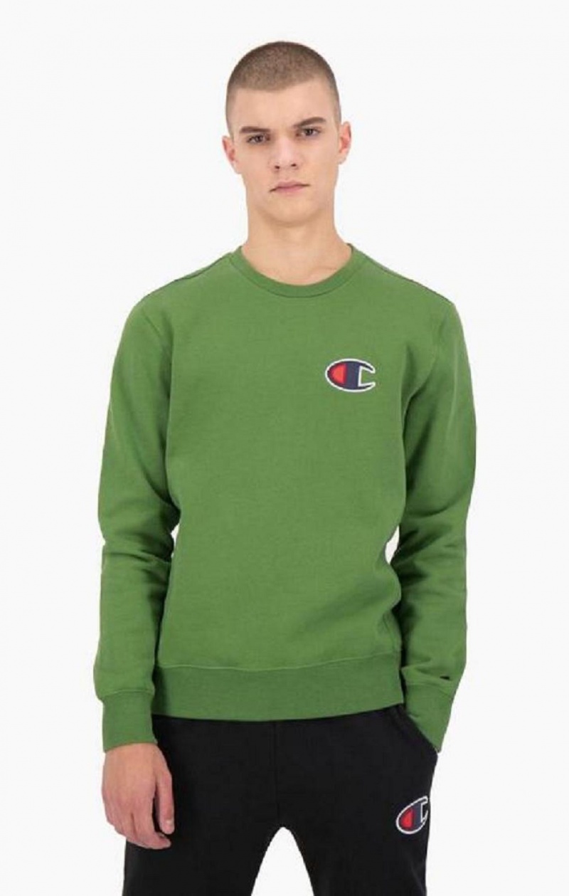 Champion Ruskind C Logo Bomulds Terry Sweatshirt Sweatshirts Herre Grøn | 5638-IVCLU