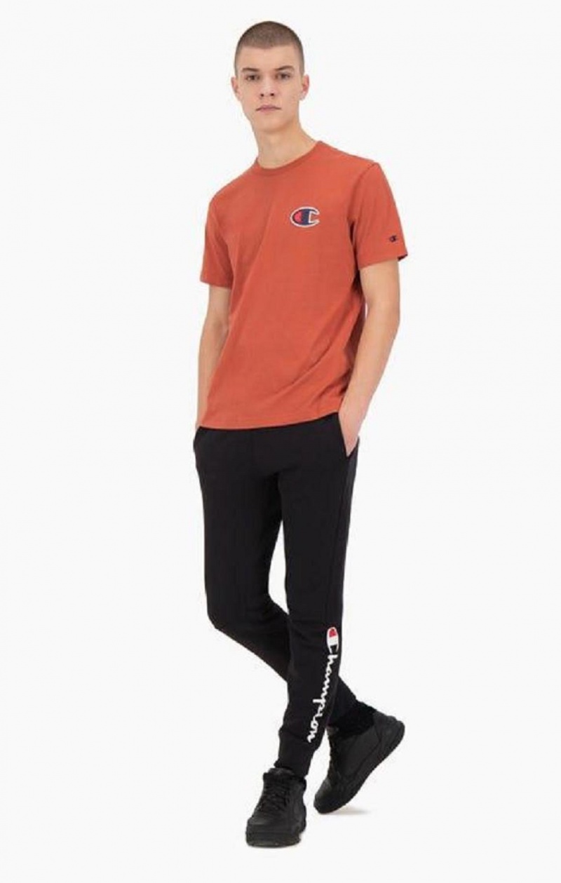 Champion Ruskind C Logo Crew Neck T-Shirt T Shirts Herre Orange | 4302-ROXZP