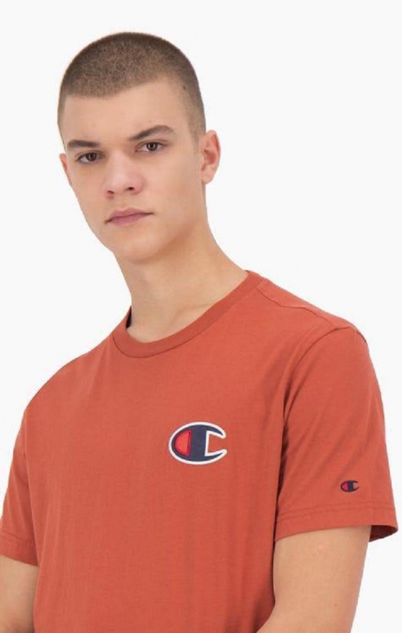 Champion Ruskind C Logo Crew Neck T-Shirt T Shirts Herre Orange | 4302-ROXZP