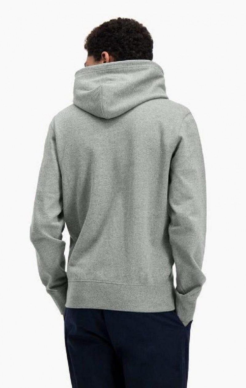 Champion Satin C Logo Bomulds Terry Hoodie Hættetrøje Herre Mørkegrå | 8654-UCKRI