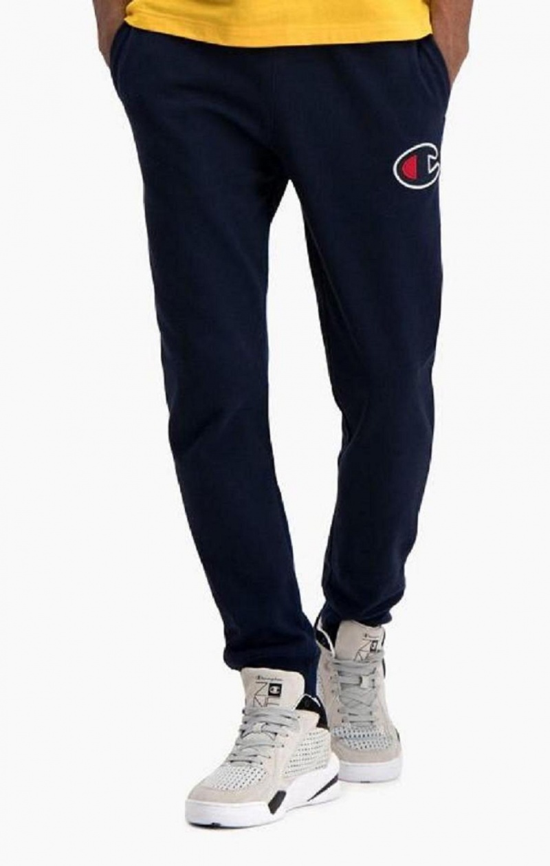 Champion Satin C Logo Bomulds Terry Joggers Joggingbukser Herre Mørketurkis | 5690-XPKVS