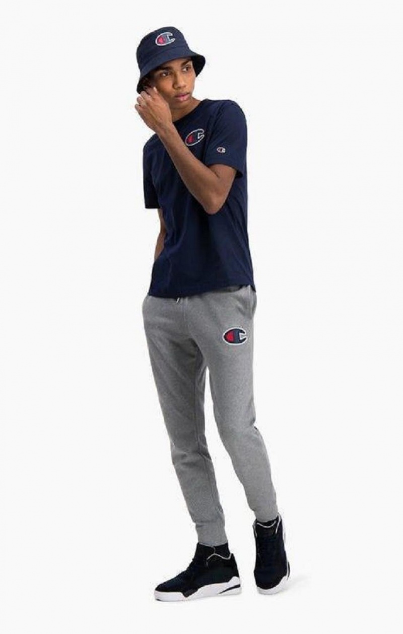 Champion Satin C Logo Crew Neck T-Shirt T Shirts Herre Mørketurkis | 7985-LUGJN