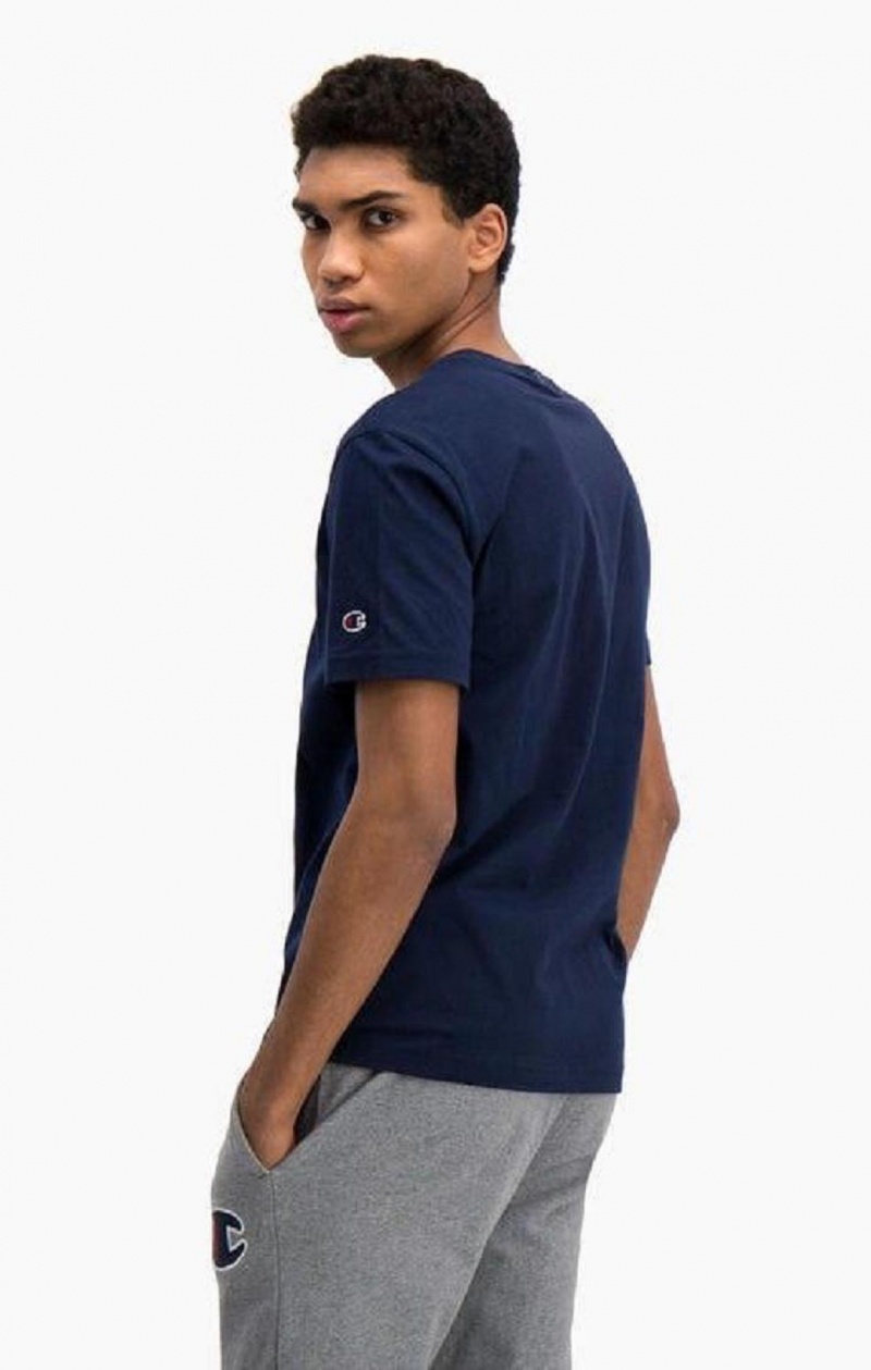 Champion Satin C Logo Crew Neck T-Shirt T Shirts Herre Mørketurkis | 7985-LUGJN