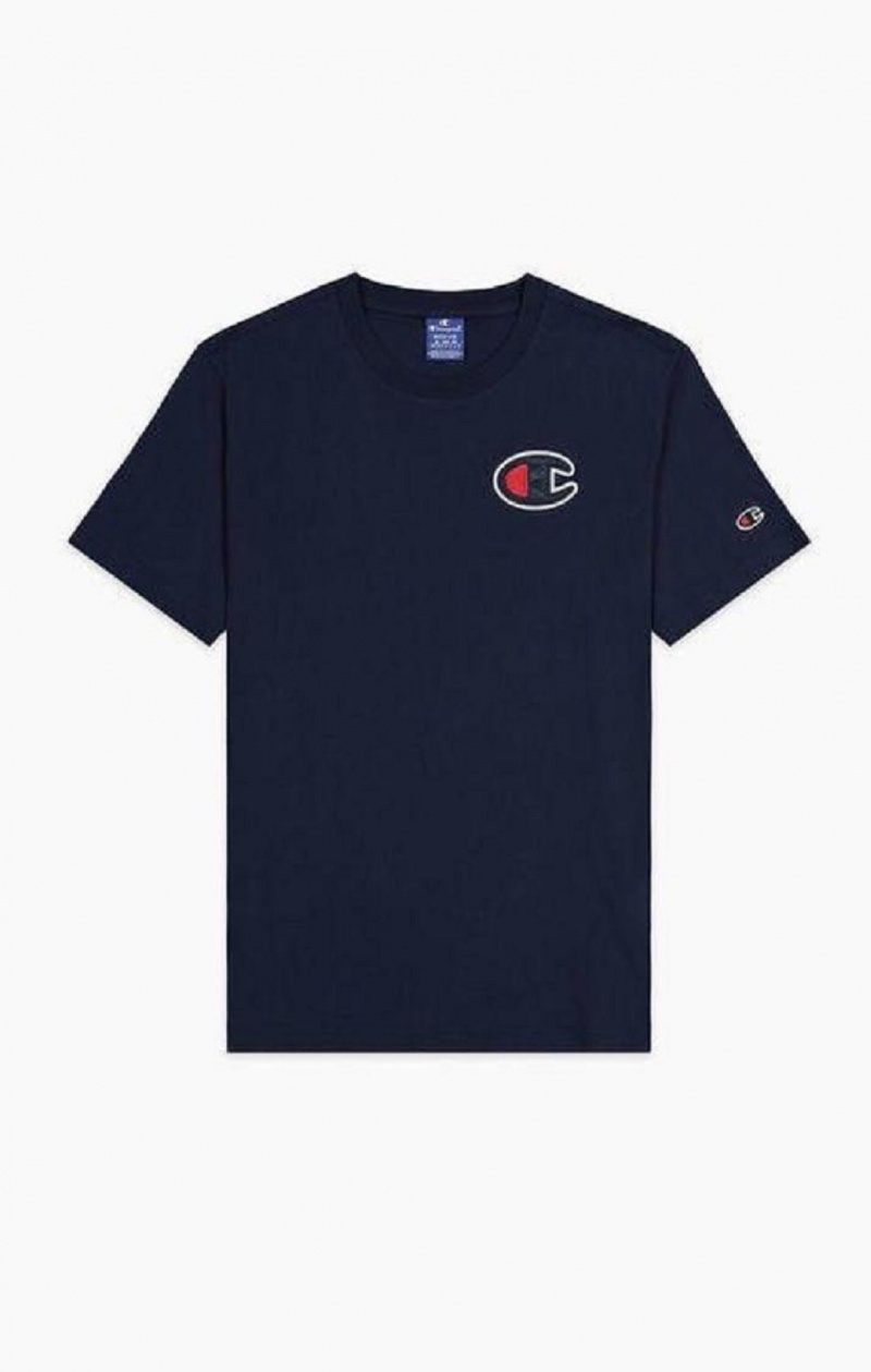 Champion Satin C Logo Crew Neck T-Shirt T Shirts Herre Mørketurkis | 7985-LUGJN