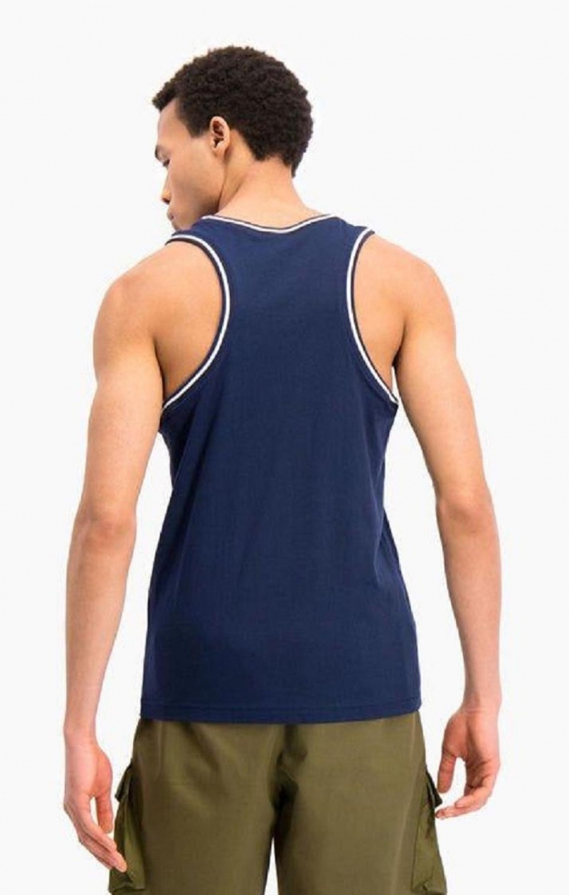 Champion Satin C Logo Tank Top T Shirts Herre Mørkeblå | 4503-LDWOF