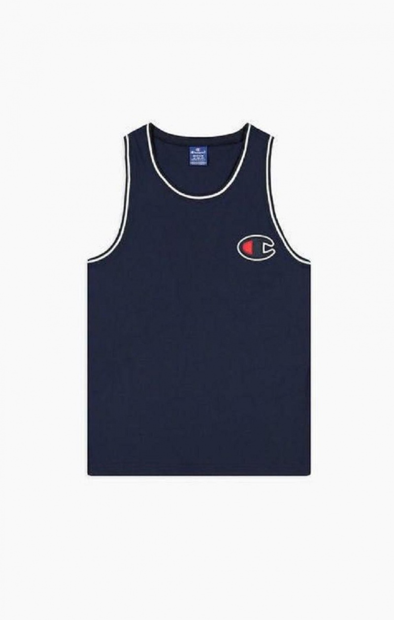 Champion Satin C Logo Tank Top T Shirts Herre Mørkeblå | 4503-LDWOF