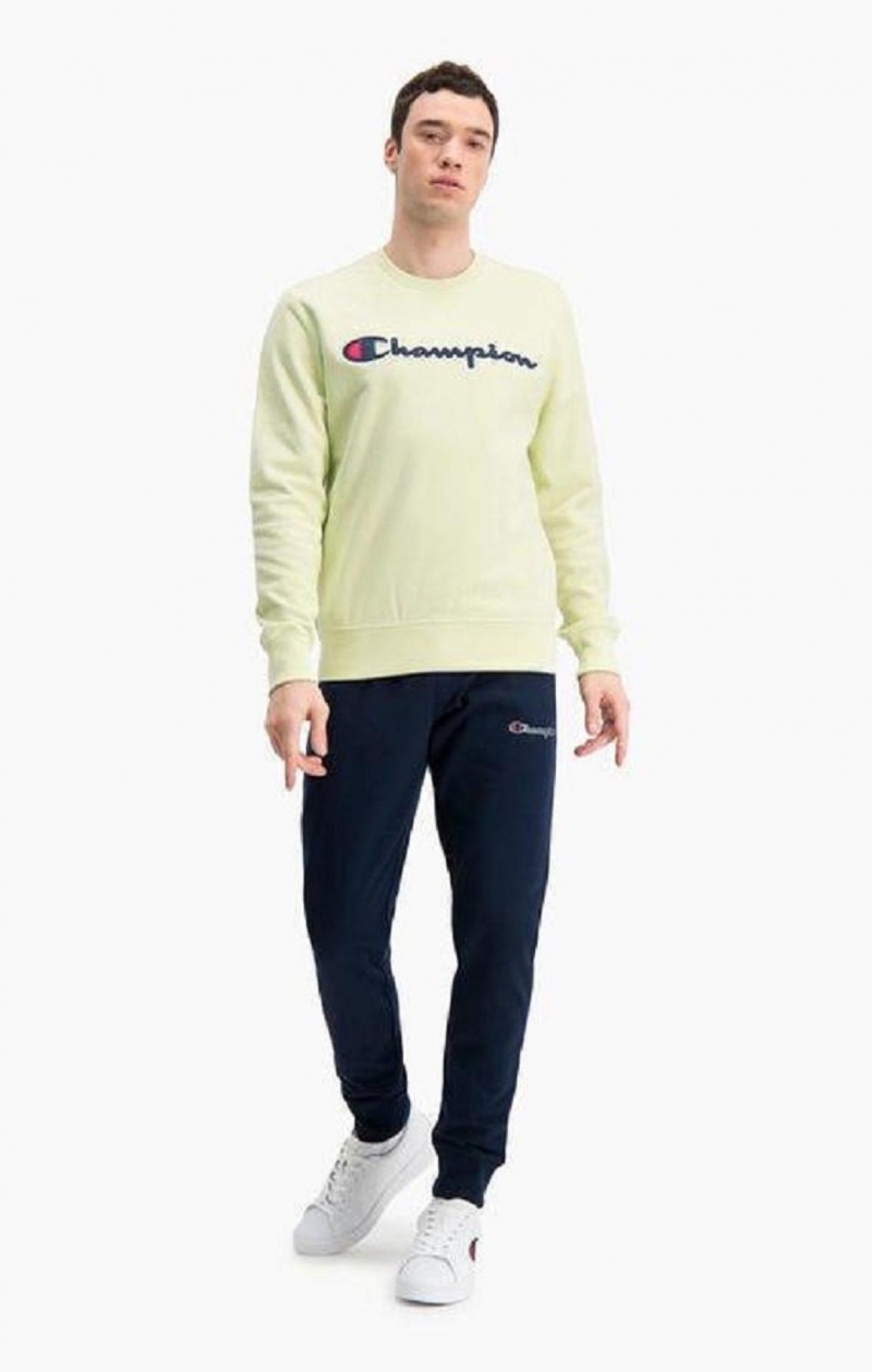 Champion Satin Script Logo Bomulds Terry Sweatshirt Sweatshirts Herre Turkis | 3092-LWONV