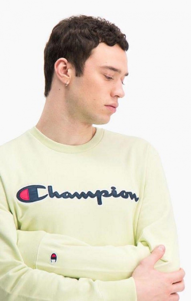 Champion Satin Script Logo Bomulds Terry Sweatshirt Sweatshirts Herre Turkis | 3092-LWONV