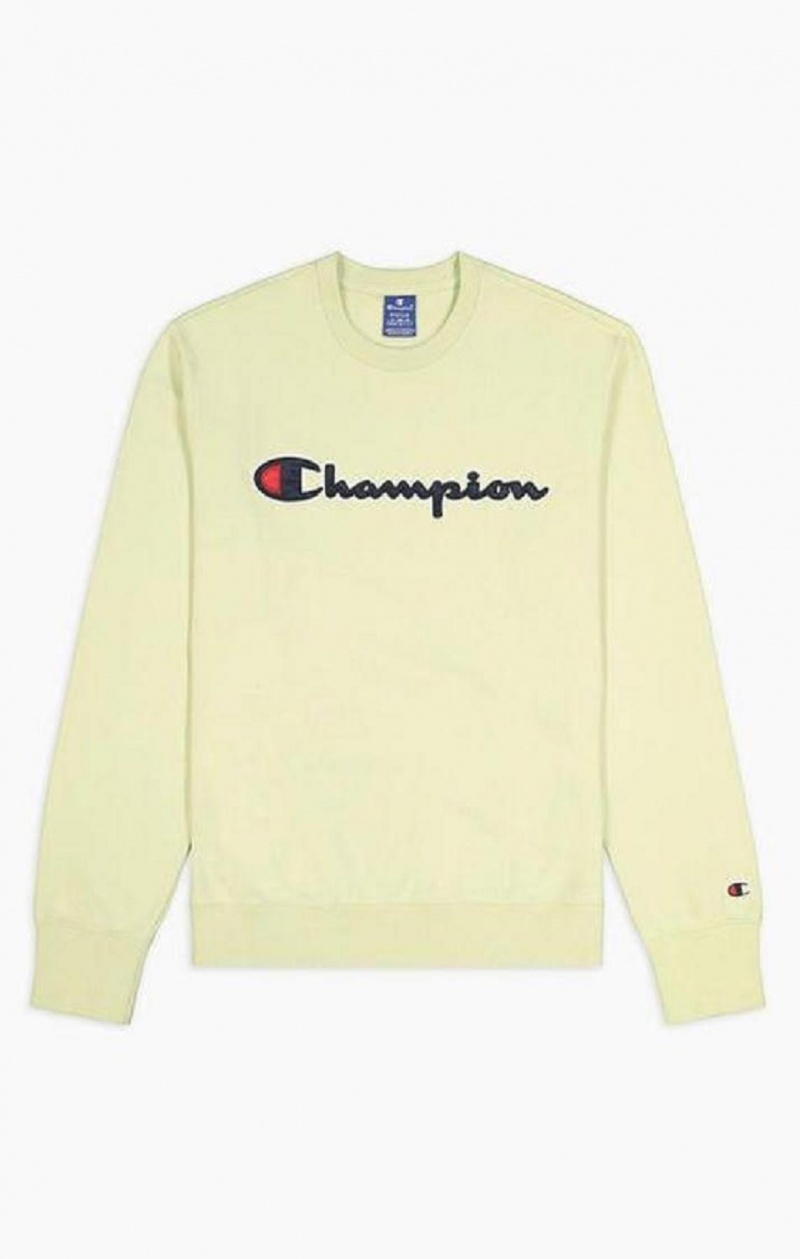 Champion Satin Script Logo Bomulds Terry Sweatshirt Sweatshirts Herre Turkis | 3092-LWONV