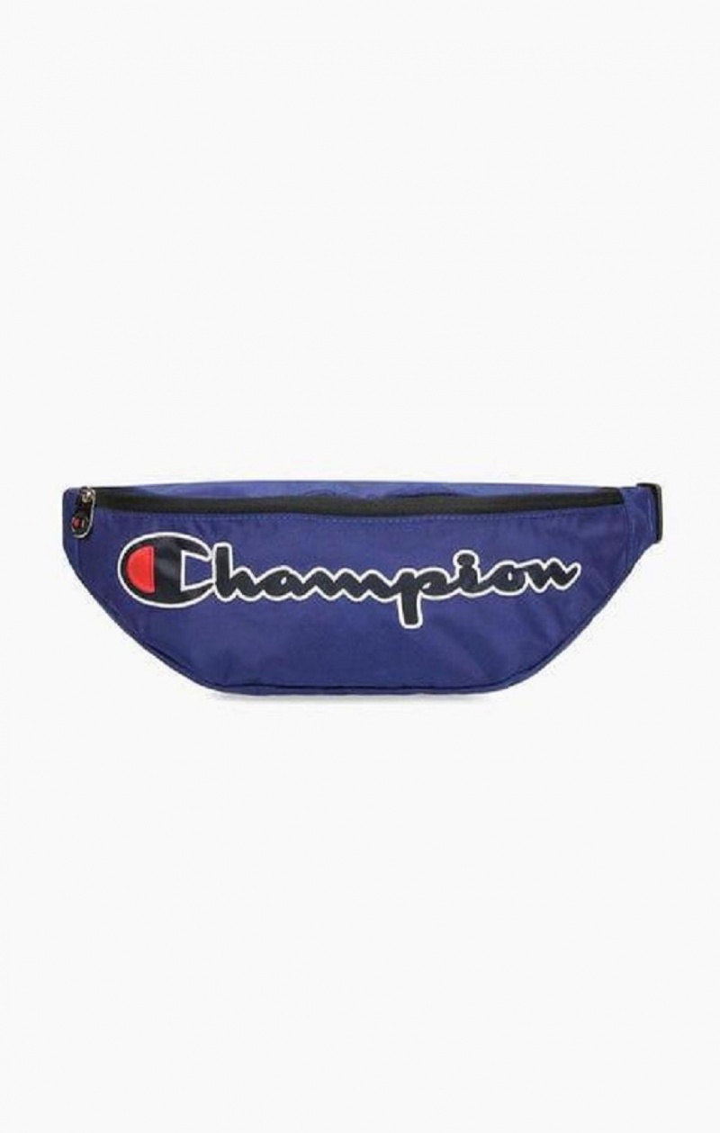 Champion Satin Script Logo Patch Belt Bag Tasker Herre Blå | 0375-FRQTI