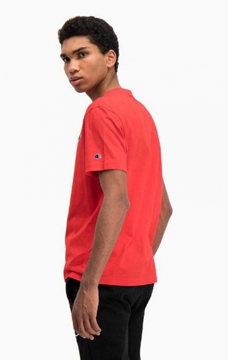 Champion Satin Script Logo T-Shirt T Shirts Herre Rød | 3410-NSMDY