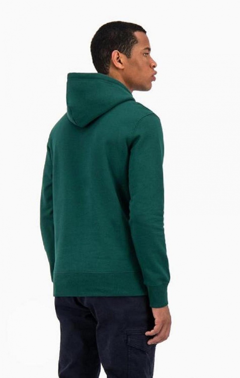 Champion Satin Stitch Script Logo Fleece Hoodie Hættetrøje Herre Lysegrøn | 2037-NKYCO