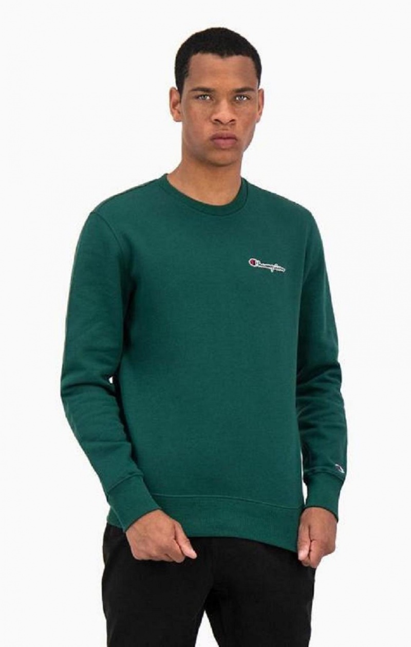 Champion Satin Stitch Script Logo Fleece Sweatshirt Sweatshirts Herre Lysegrøn | 2639-EOFZM