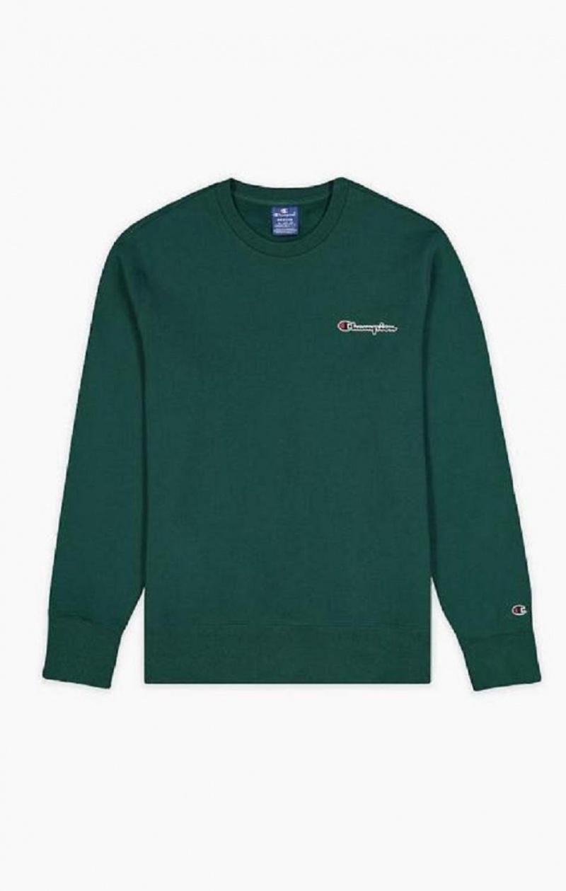 Champion Satin Stitch Script Logo Fleece Sweatshirt Sweatshirts Herre Lysegrøn | 2639-EOFZM