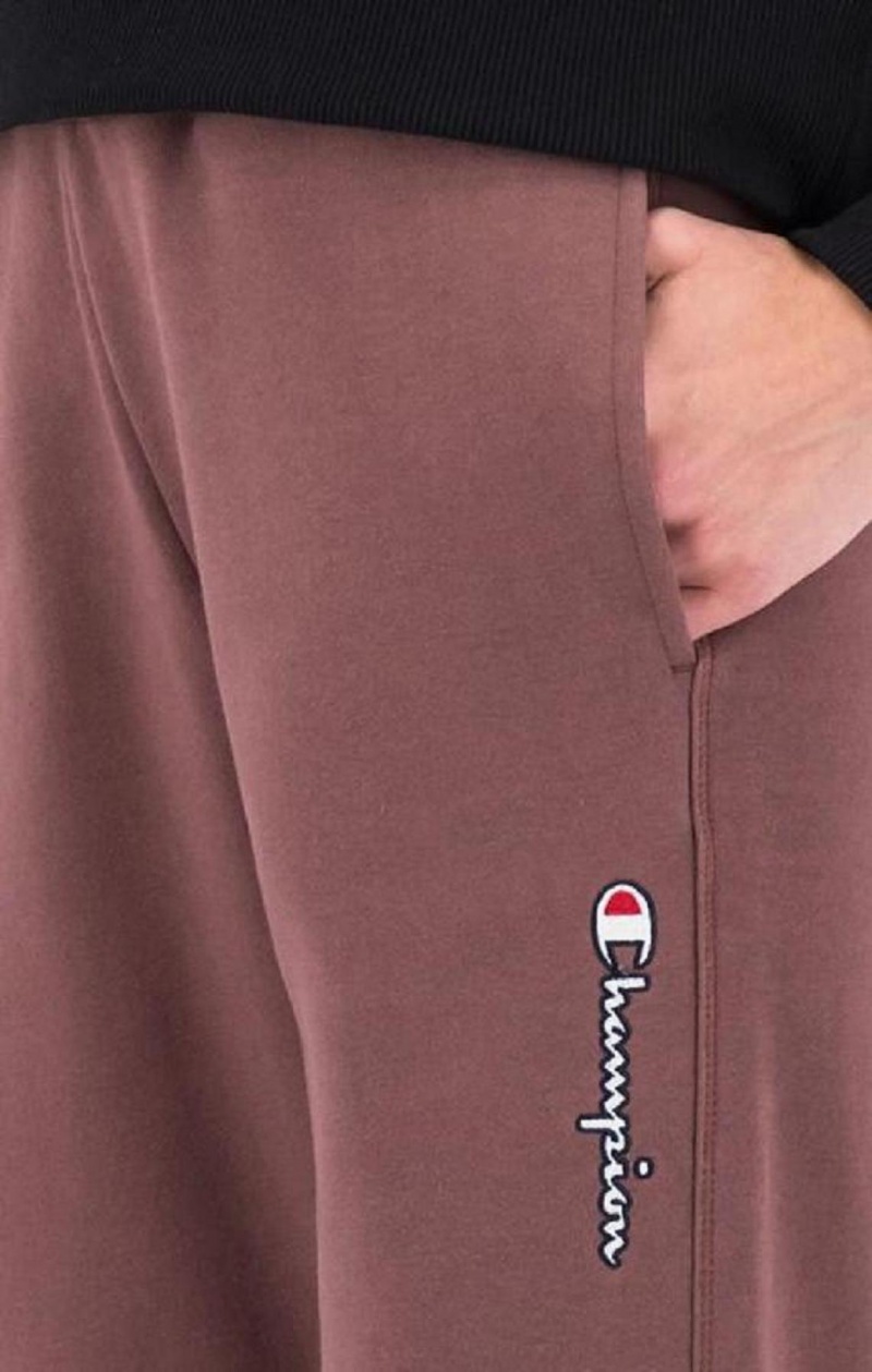 Champion Satin Stitch Script Logo Fleece Joggers Joggingbukser Dame Brune | 4531-SKBVF