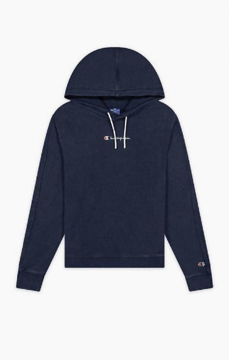 Champion Satin Stitch Script Logo Hoodie Hættetrøje Dame Mørketurkis | 3568-IKQYG