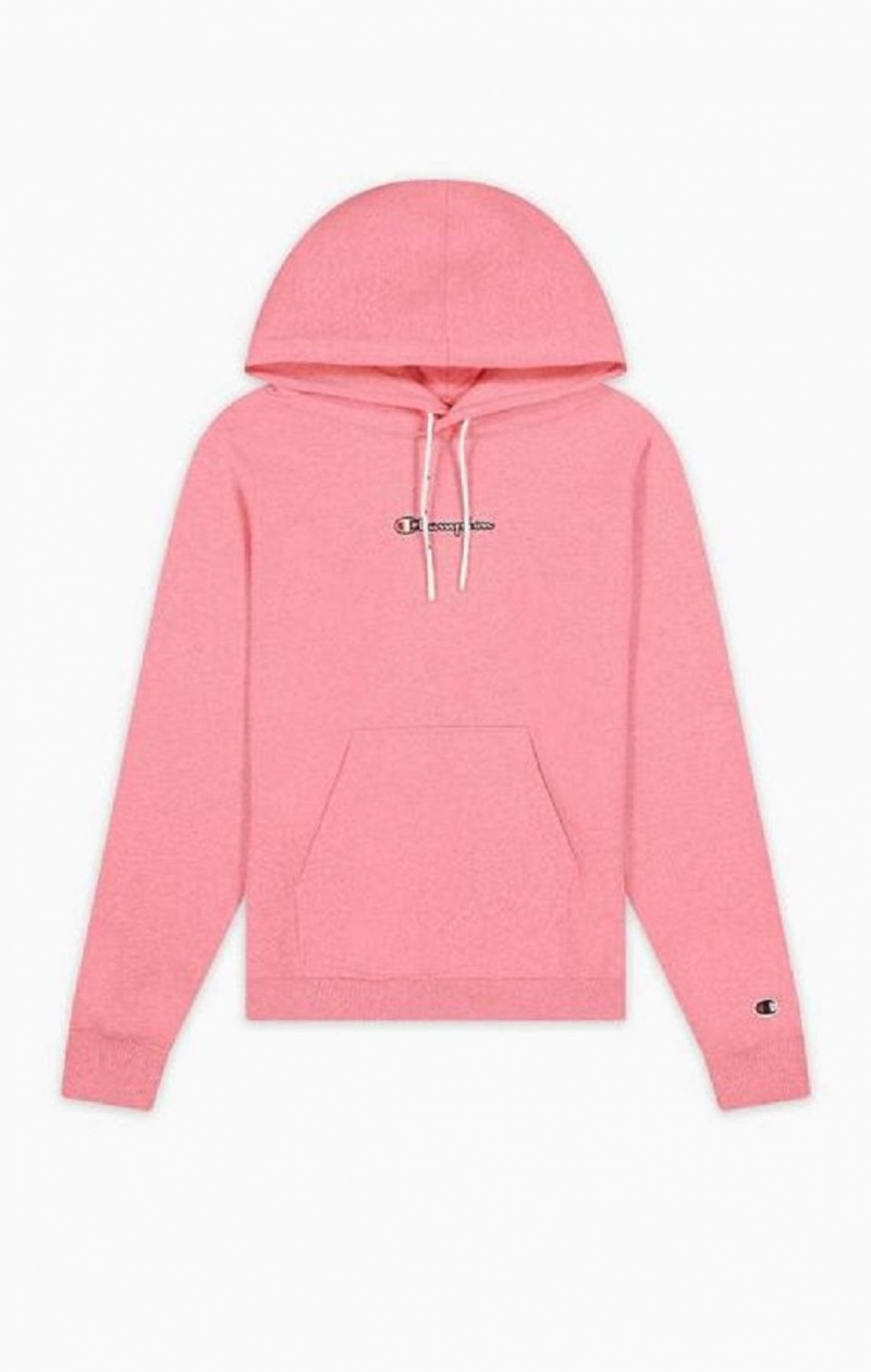 Champion Satin Stitch Script Logo Hoodie Hættetrøje Dame Lyserød | 3409-EIGAD