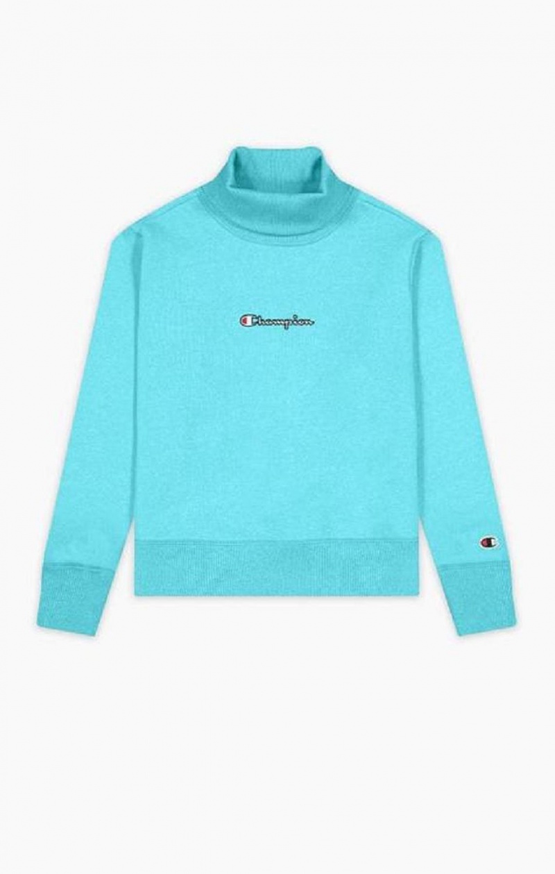 Champion Satin Stitch Script Logo Sweatshirt Sweatshirts Dame Turkis | 5392-KJGTZ