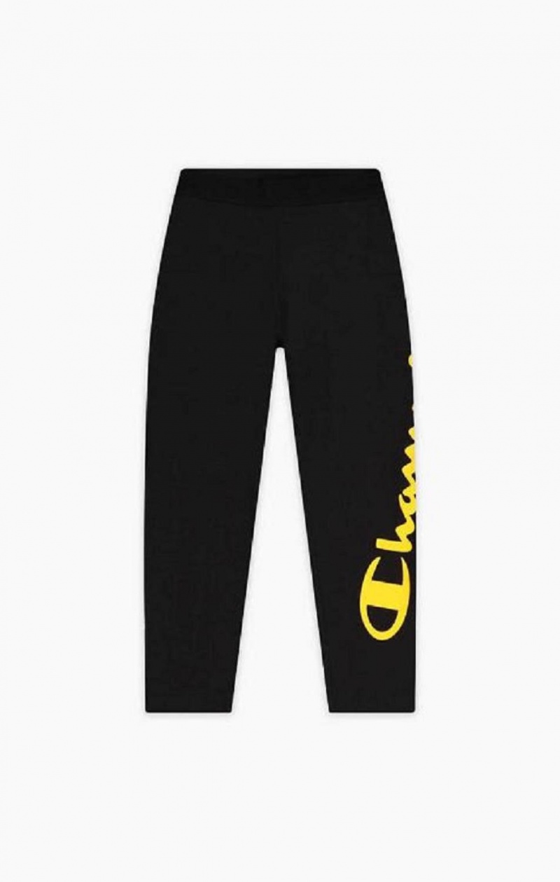 Champion Script Logo 7/8 Leggings Joggingbukser Dame Sort | 4651-DAFCY