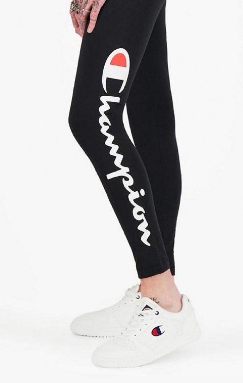 Champion Script Logo 7/8 Leggings Joggingbukser Dame Sort | 7250-DVFBC