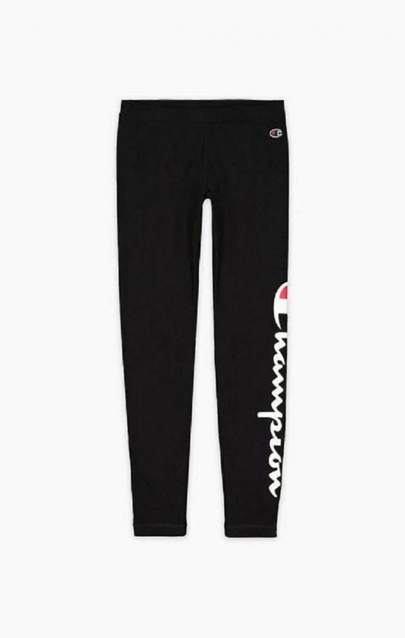 Champion Script Logo 7/8 Leggings Joggingbukser Dame Sort | 7250-DVFBC