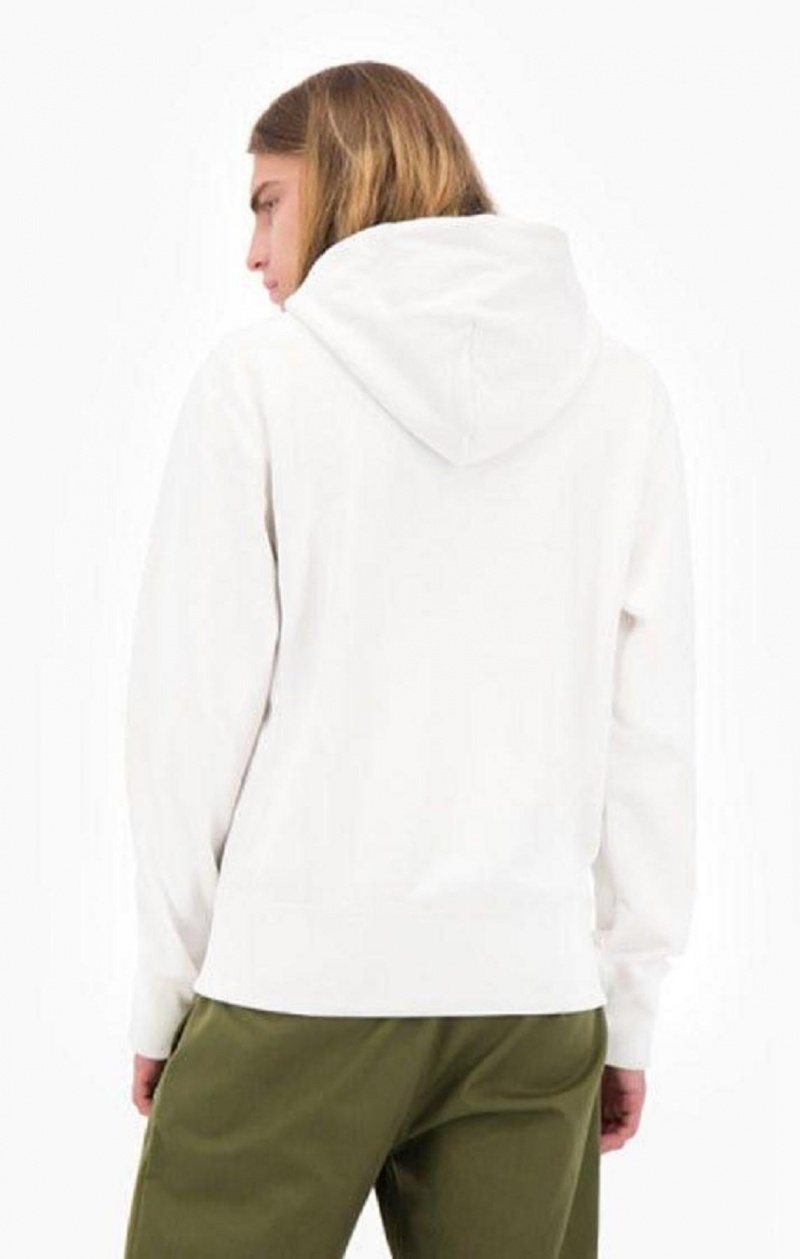 Champion Script Logo Arm Reverse Weave Hoodie Hættetrøje Herre Hvide | 3658-RXNHB