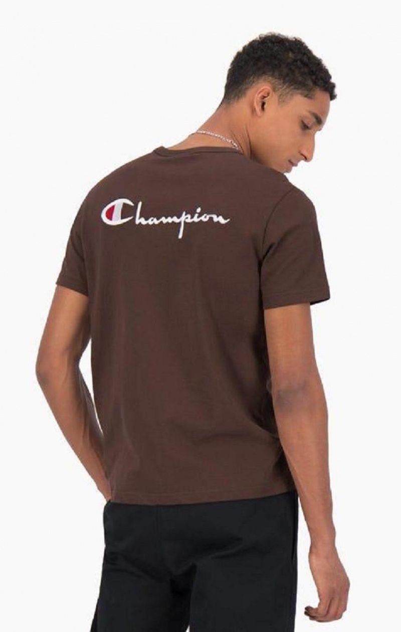 Champion Script Logo Back Crew Neck T-Shirt T Shirts Herre Orange | 6327-QAOGR